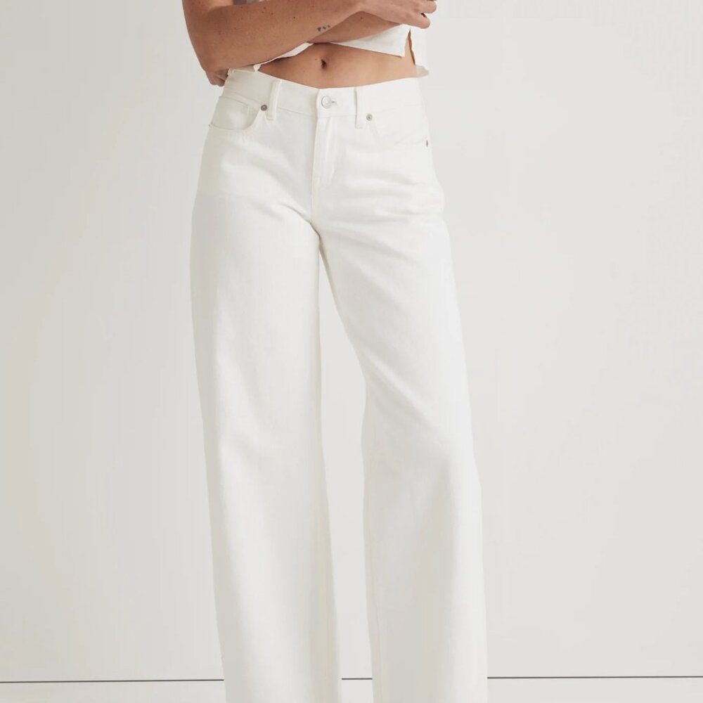 Madewell Low-Rise Superwide-Leg Jeans, Size 27, Color: Tile White